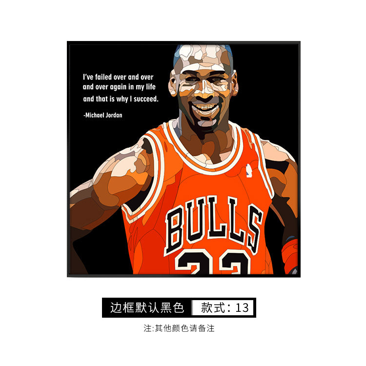 Pop style basketball decorative painting, Kobe Jordan James, NBA star hanging painting, bedroom living room background wall painting