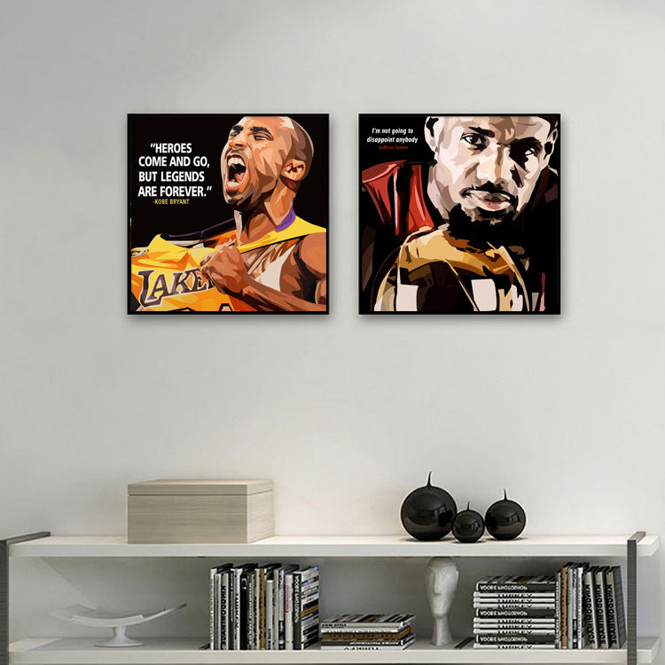 Pop style basketball decorative painting, Kobe Jordan James, NBA star hanging painting, bedroom living room background wall painting