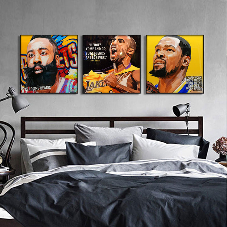 Pop style basketball decorative painting, Kobe Jordan James, NBA star hanging painting, bedroom living room background wall painting